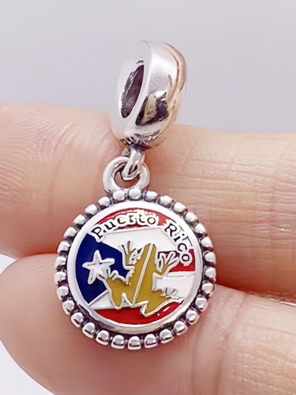 Pandora Puerto Rico Destination Dangle Charm Coqui Frog Flag Enamel Souvenir
